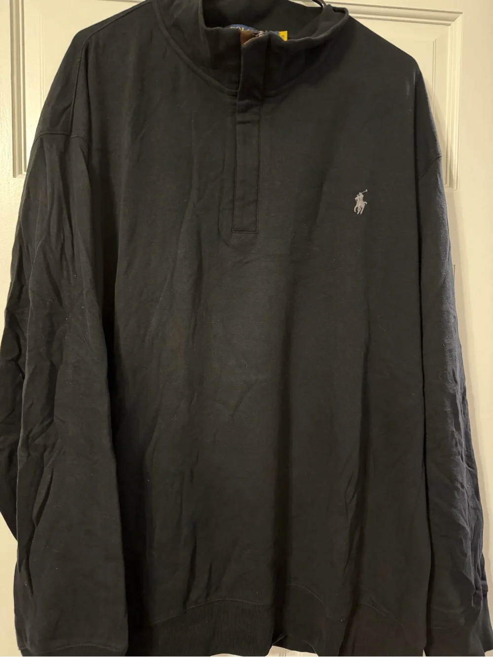 Polo by Ralph Lauren Black Quarter-Zip Pullover with Tan Trim